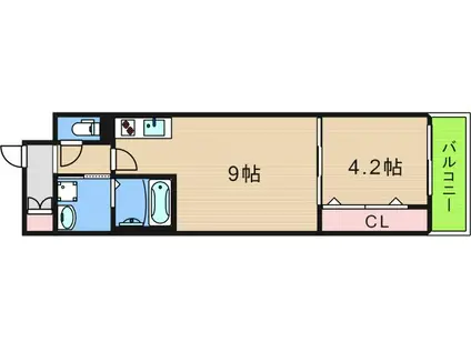 グランパシフィック難波南INNOVATION(1LDK/3階)の間取り写真