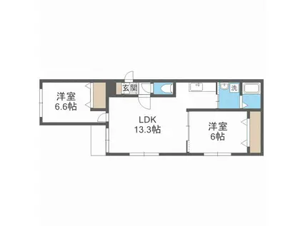 ベルフォレII(2LDK/4階)の間取り写真