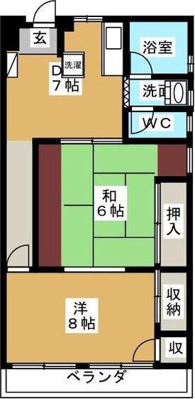 下田ビル(2DK/3階)の間取り写真