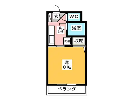 パワードオオヨコ(1K/3階)の間取り写真