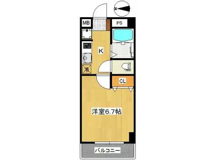 コーディアルハウス広瀬町(1K/2階)の間取り写真