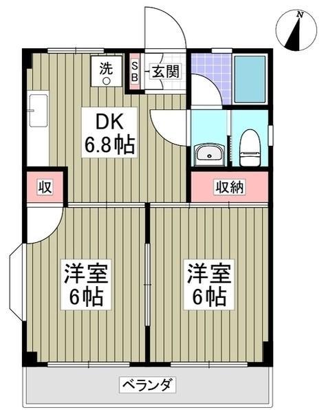 グリーンピア(2LDK/1階)の間取り写真