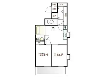 YM上板橋 パーシモンハウス(2DK/3階)の間取り写真