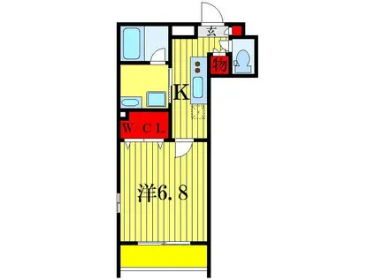 LAUREL柴又(1K/2階)の間取り写真
