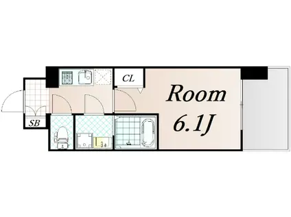 エスリードレジデンス玉造ザ・イースト(1K/3階)の間取り写真