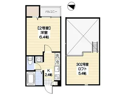 DONA北千住(1K/3階)の間取り写真