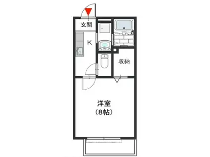 ミラーハイツ|||(1K/2階)の間取り写真