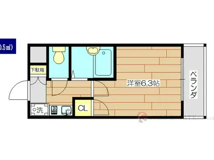 メゾン・ラフィネ(1K/3階)の間取り写真