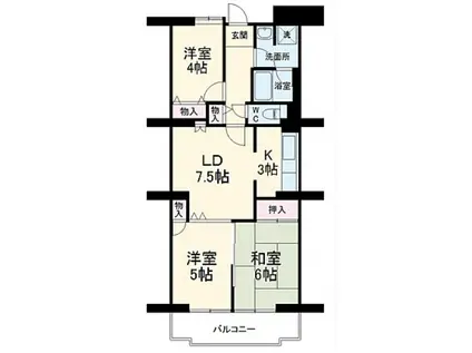 コーポレート中央林間2号棟(3LDK/5階)の間取り写真