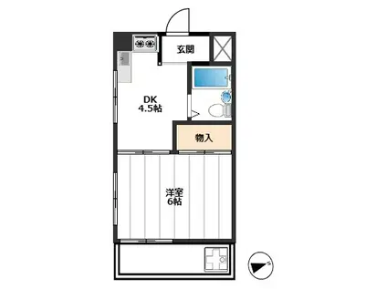 イーストハウスI(1K/1階)の間取り写真