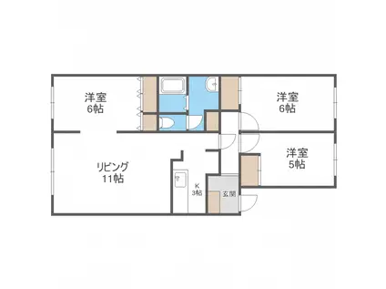 カクタハウスD(3LDK/3階)の間取り写真
