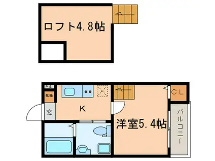 プラージュ(1K/1階)の間取り写真