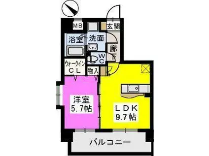 ピュア博多駅南弐番館(1LDK/8階)の間取り写真