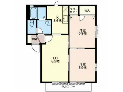 ラッフィナ-ト(2LDK/1階)の間取り写真