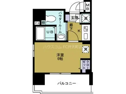 レジュールアッシュURBAN BAY(1K/2階)の間取り写真