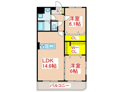 ブランニュー M(2LDK/2階)の間取り写真