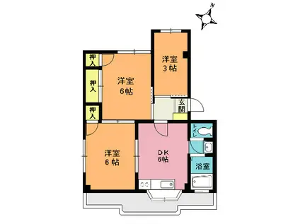 島村第2マンション(2SDK/2階)の間取り写真