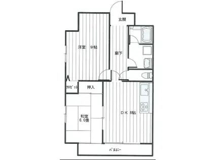 カーサ御影山手(2LDK/3階)の間取り写真