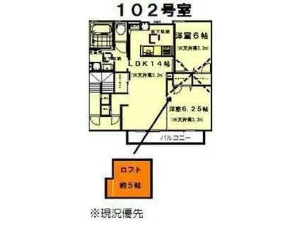 グリーンパーク・ドミII(2LDK/1階)の間取り写真