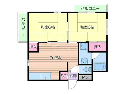 MI PIACE吹田I II(2DK/2階)の間取り写真