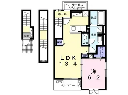 クローバーヒルズ(1LDK/3階)の間取り写真