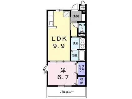 アルカンシエルB(2K/2階)の間取り写真