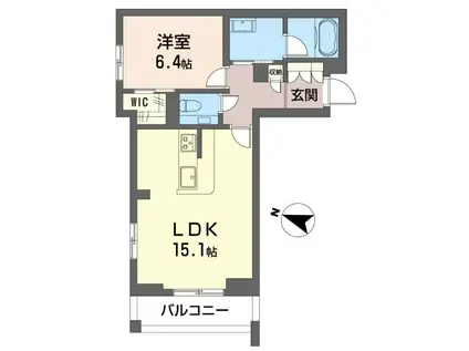 シャーメゾンステージ横濱白楽(1LDK/2階)の間取り写真