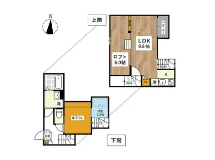 ADC熊本駅南ルミエール(1LDK/1階)の間取り写真