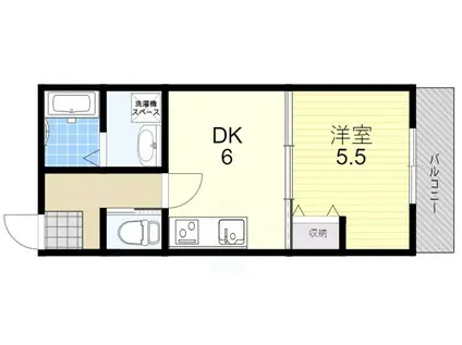 ツイン21(1DK/2階)の間取り写真