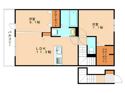 TAISHOKANXVI(2LDK/2階)の間取り写真