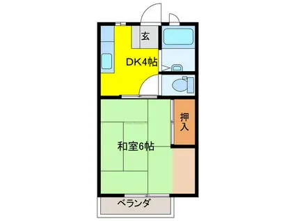 パナハイツ木呂(1DK/2階)の間取り写真