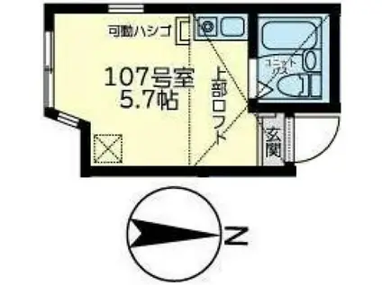 ユナイト川崎ロゼッタストーン(ワンルーム/1階)の間取り写真