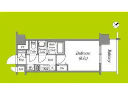 アドバンス大阪クラージュ(1K/6階)の間取り写真