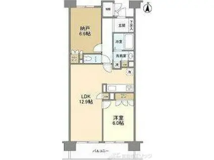 UURコート茨木東中条町(1SLDK/5階)の間取り写真