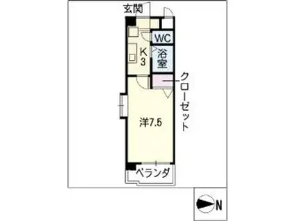 BASIC 2000(1K/3階)の間取り写真