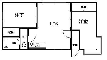 ロイヤル22コーポ(2DK/2階)の間取り写真