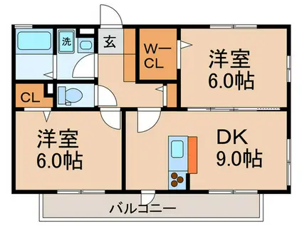 アーバンコート(2DK/2階)の間取り写真