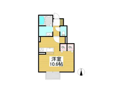 リュエルII(ワンルーム/1階)の間取り写真