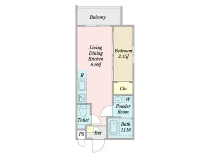 MOVE中村公園KRONE(1LDK/2階)の間取り写真