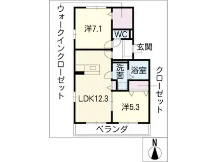 サン・ハニー小本本町 A棟(2LDK/2階)の間取り写真