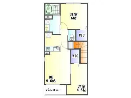 ビアンカーサ(2DK/2階)の間取り写真