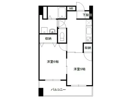 桜坂ハイツ(2DK/10階)の間取り写真