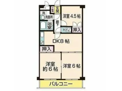 あすと長町 イーストサイド DIO-KAN(3DK/2階)の間取り写真