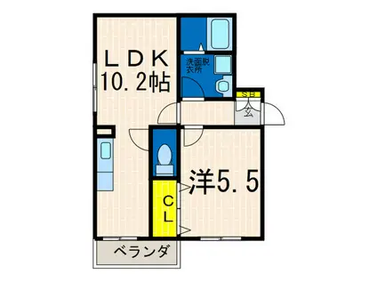 アプロディール(1LDK/1階)の間取り写真