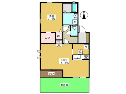 カーサ・フォレスタ(1LDK/1階)の間取り写真