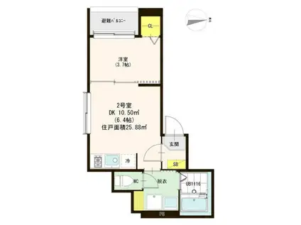 ボアソルテ(1DK/3階)の間取り写真