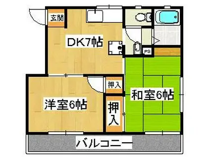 メゾン・シャルム A・B(2DK/1階)の間取り写真