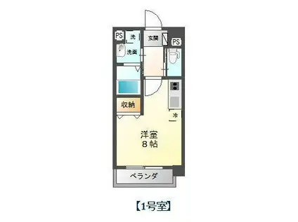 フロントハウス阿賀南II(ワンルーム/2階)の間取り写真