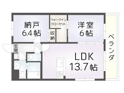 シャルレ7番館(2LDK/2階)の間取り写真