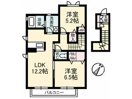 CORPORUSE城北(2LDK/2階)の間取り写真